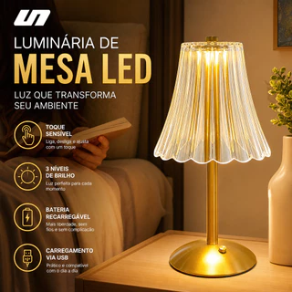 Abajur De Mesa Com Barra LED Sensor De Toque Sem Fio 3 Cores Iluminação Interna Quarto