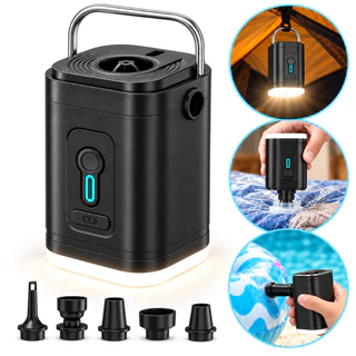 Bomba de Ar Elétrica Portátil Mini Compressor USB 3 em 1 com Lanterna LED para Colchão Inflável Piscina Boia Camping