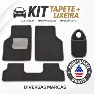 Kit Jogo de Tapetes Automotivos + Lixeira Feito de Carpete Interior Limpo Diversas Marcas c/ Aromatizante Grátis