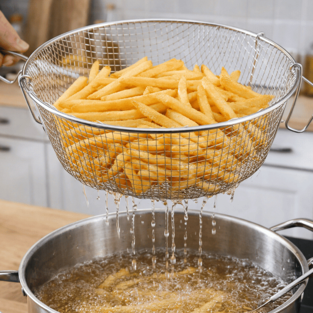 Cesto para Fritura Fritadeira Inox 22/26cm Reforçado c/ Pega