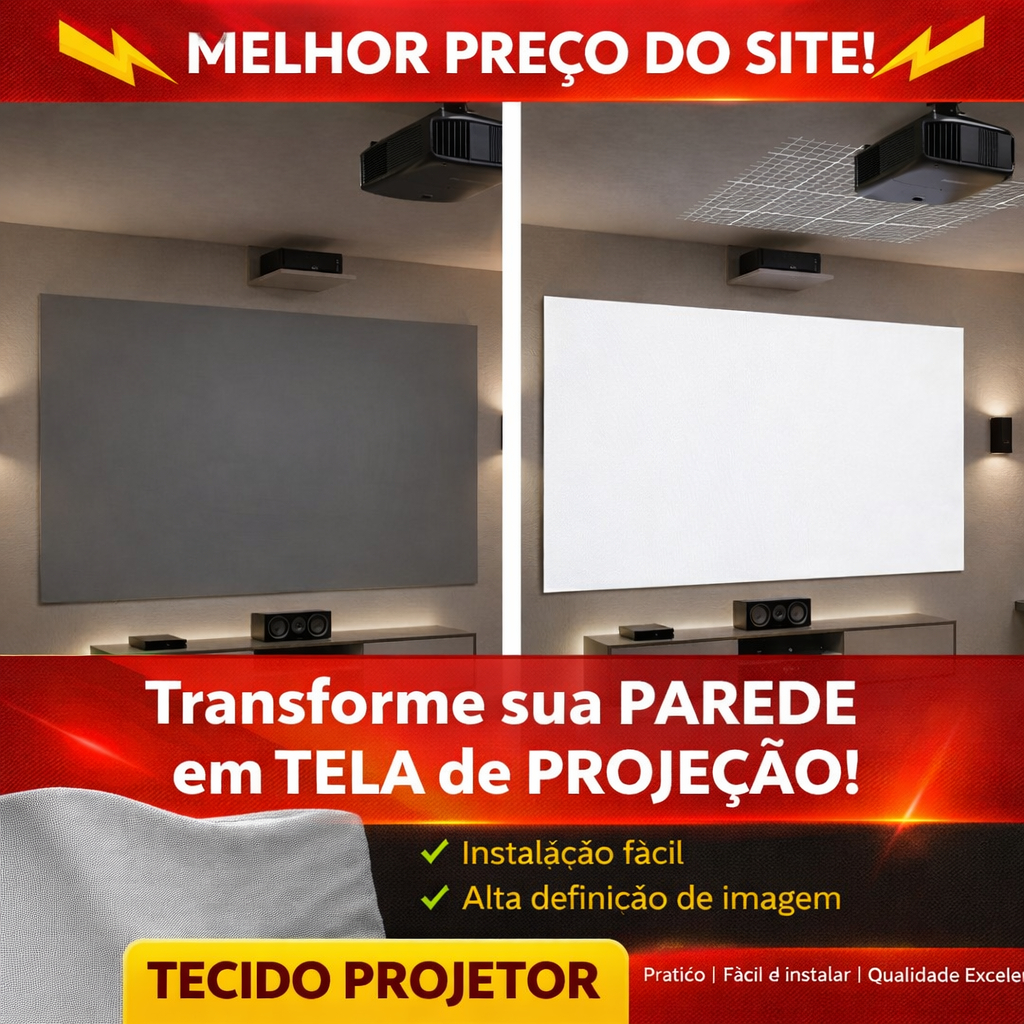 Tecido para Projeção de Tela Dry Fit 2 metros x 1,80mt Projetor ...