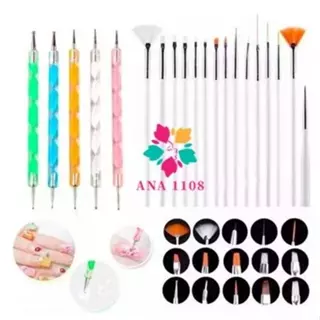 ANA 1108 Kit Pincéis Manicure Desenho Conjunto opcional em Oferta na Shopee