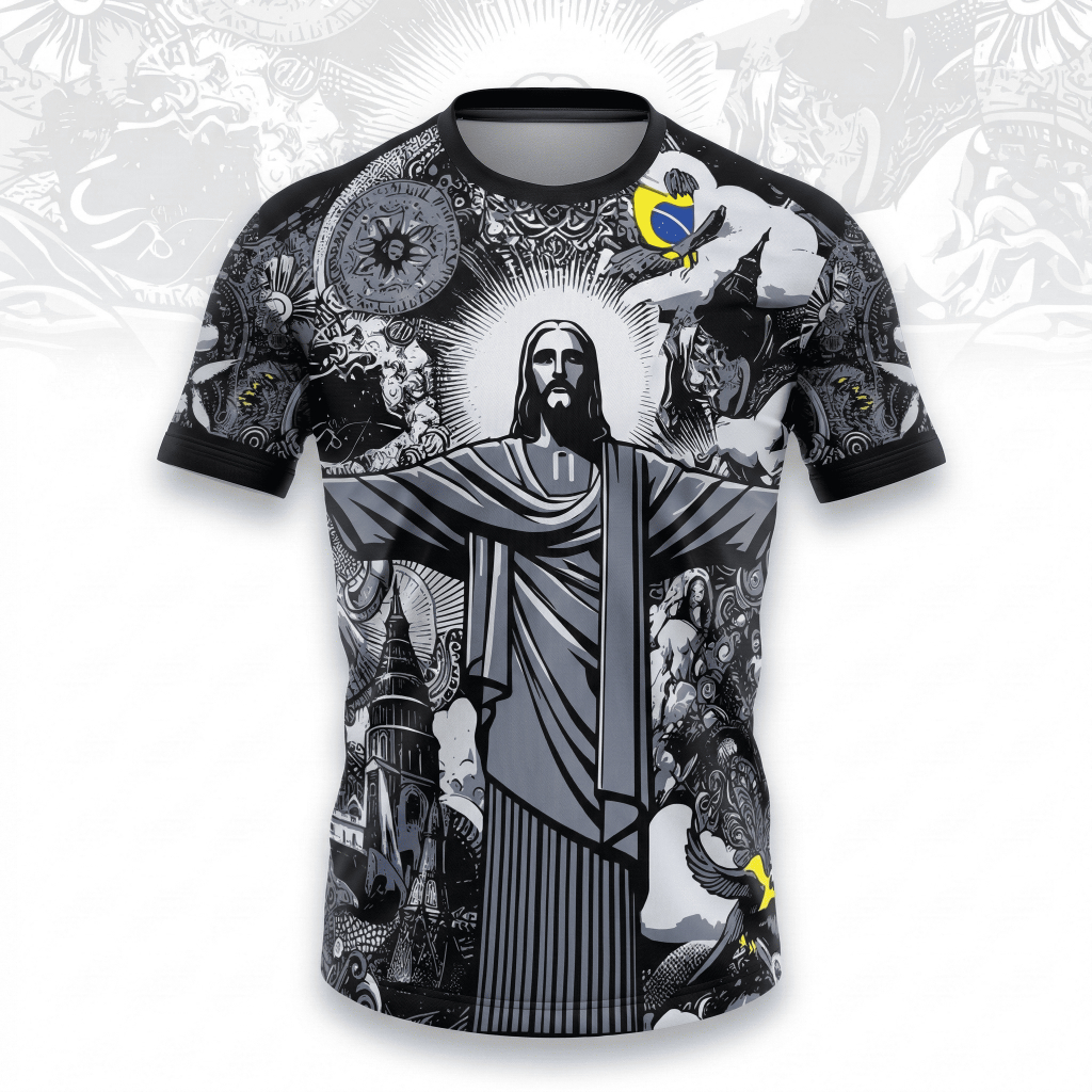 Camisa do Brasil Camiseta Masculina Dry Fit Estampada Cristo Redentor Esportiva Academia Treino Casual Fitness em Oferta na Shopee