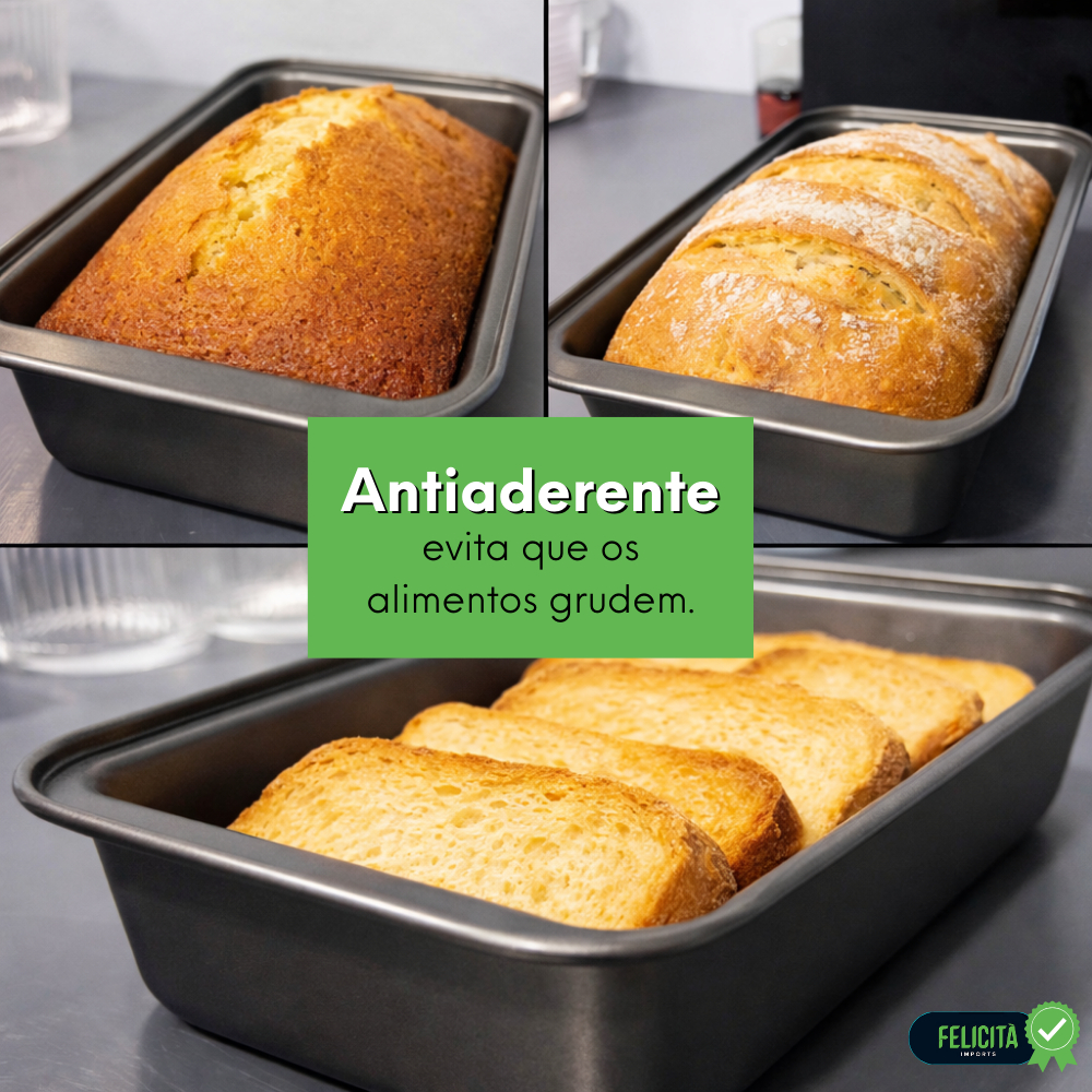 Kit 2 Forma De Pão Antiaderente Aço Carbono Bolos Tortas Não