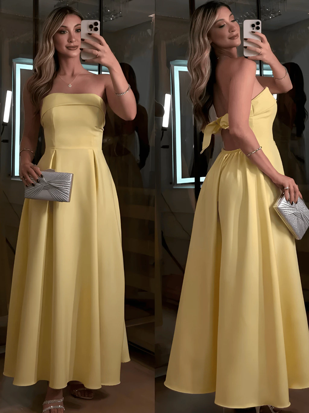 VESTIDO LONGO FEMENINA TOMARA CAIA TECIDO ALFAIATARIA