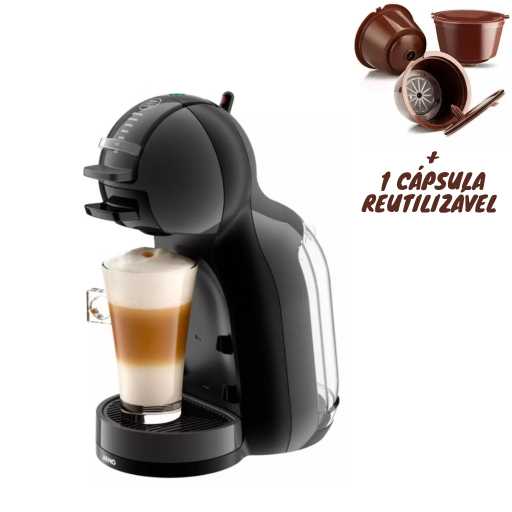 Cafeteira Dolce Gusto Mini Me 220V Preta + Cápsula Reutilizável Nescafé