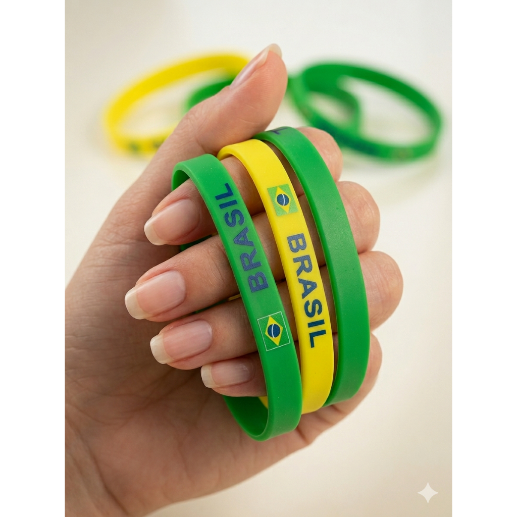 Kits Pulseiras de Silicone Brasil – Verde e Amarelo, Unissex-26 em Oferta na Shopee