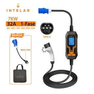 Carregador para Carro Elétrico Portátil Para Tesla Byd 7kw 32A 85-264V Type 2 Carros Elétricos e Híbridos 110V/220V em Oferta na Shopee