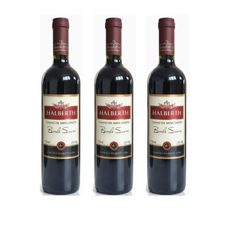 Kit 3 ou 6 Vinho Halberth 750 ml Tinto Branco Suave Tinto Demi Sec