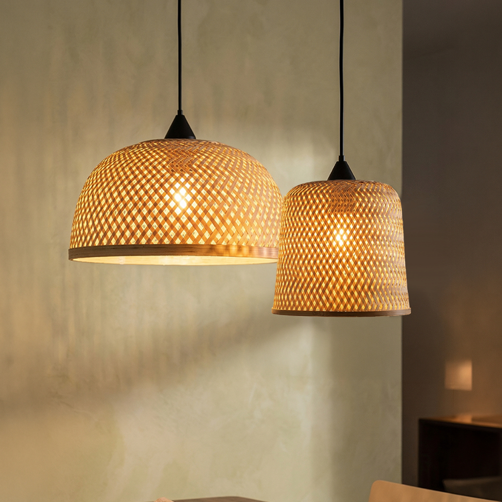 Luminária de Teto Lustre Pendente Bambu Noronha Siesta Rústico Fiação ...