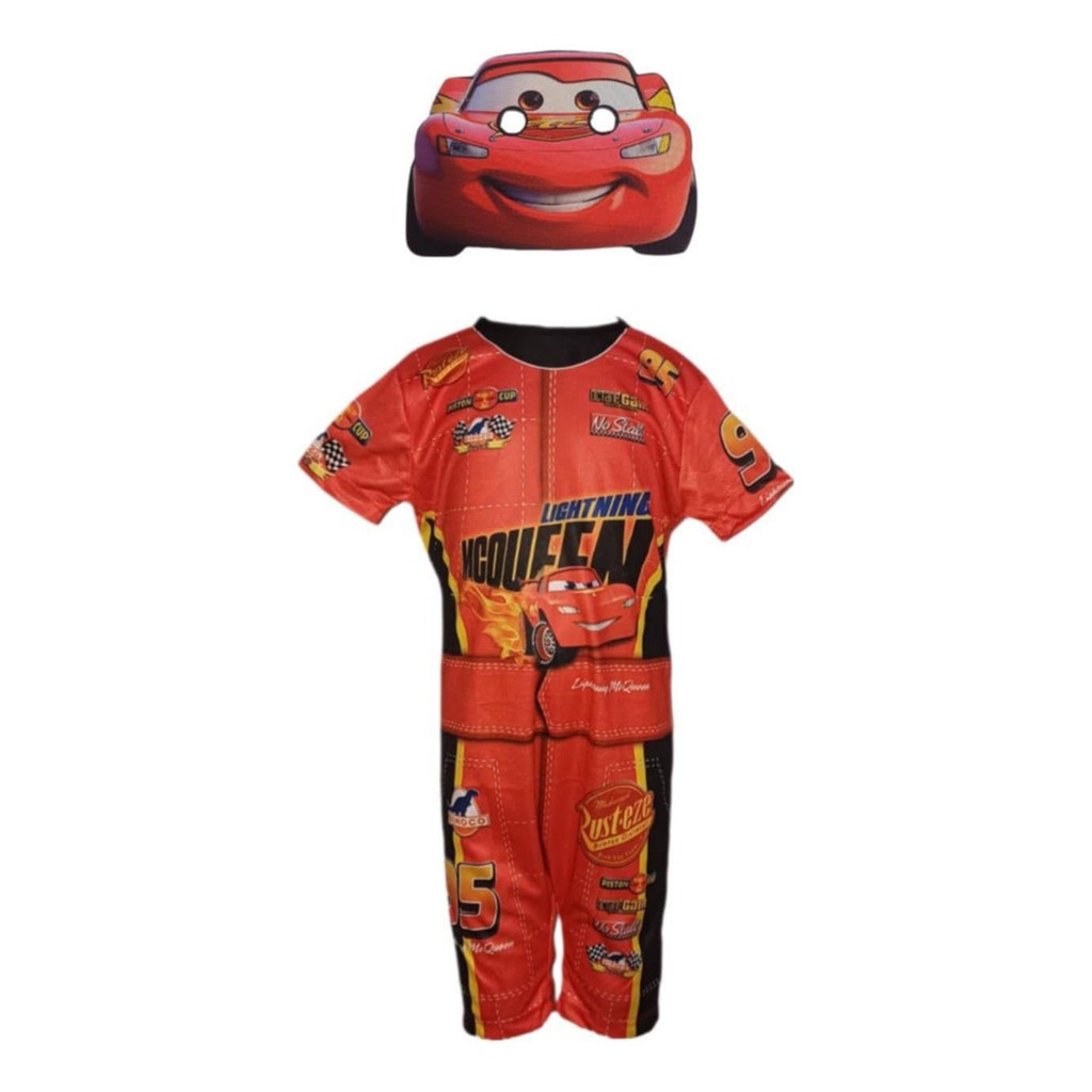Fantasia Infantil Roupa Relâmpago Mcqueen Carros Com Máscara E.V.A ...