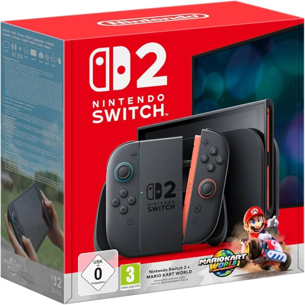 Nintendo Switch 2 + Mario Kart World Bundle Mídia Física Novo