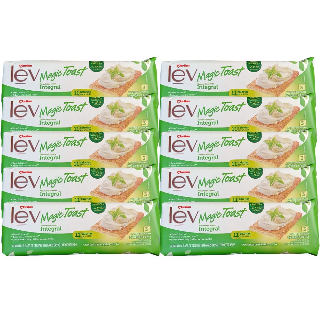Torrada Lev Magic Toast Integral KIT 55g | Shopee Brasil
