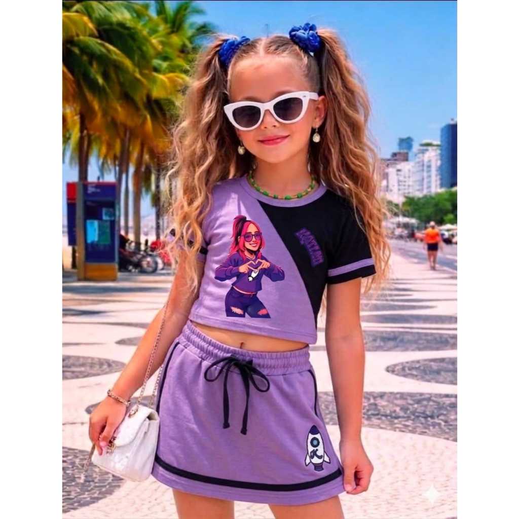 Conjunto Infantil Blogueirinha Cropped + Short roupa de menina Katley ...