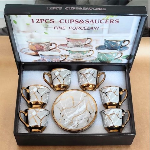 Xícara de café kit com 12 peças de Cerâmica em porcelana — foto 1 — Achou Levou Brasil