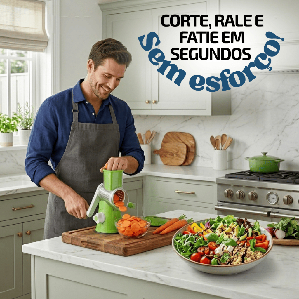 Ralador Multifuncional 3 em 1 Manual Corta Rala Fatia Legume