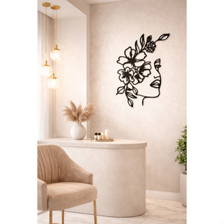 Quadro Decorativo Mulher Com Flor Preto | em MDF 3MM - acompanha dupla face
