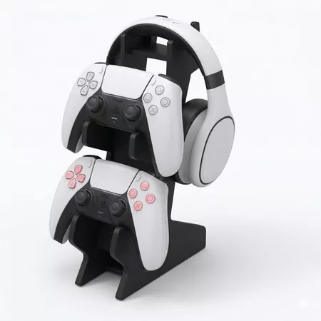 Suporte Porta Controle Xbox One X / S Ps4 Ps5 Fone Preto Mdf