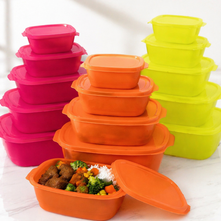 Kit 05 Potes Herméticos Multiuso Neon Analeni Para Cozinha