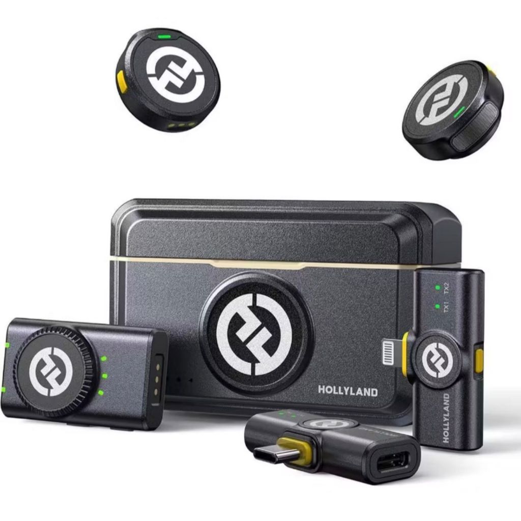 Microfone Lapela Bluetooth sem fio Hollyland Lark M2 Versão Lighting USB-C Câmera Combo Duo Original