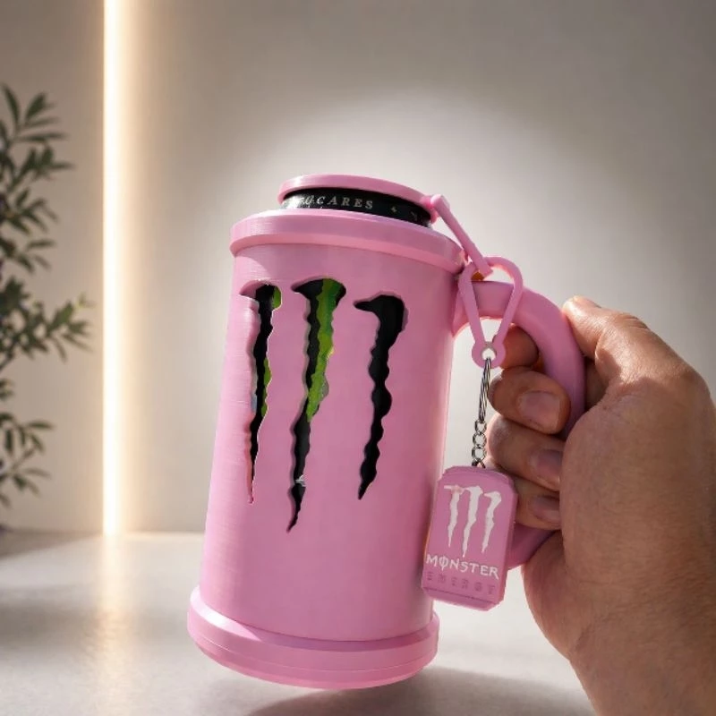 Kit Porta Lata Monster Energy com Alça + Tampa + Chaveiro Abridor | Suporte Térmico Energético