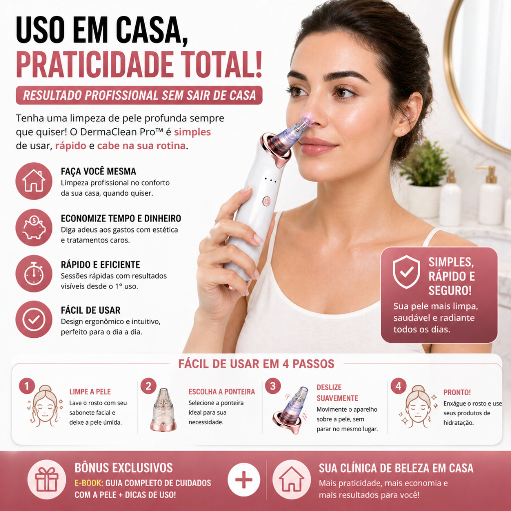 Removedor /Aspiradorde Cravos Profissional DermaClean Pro™ – Limpeza ...
