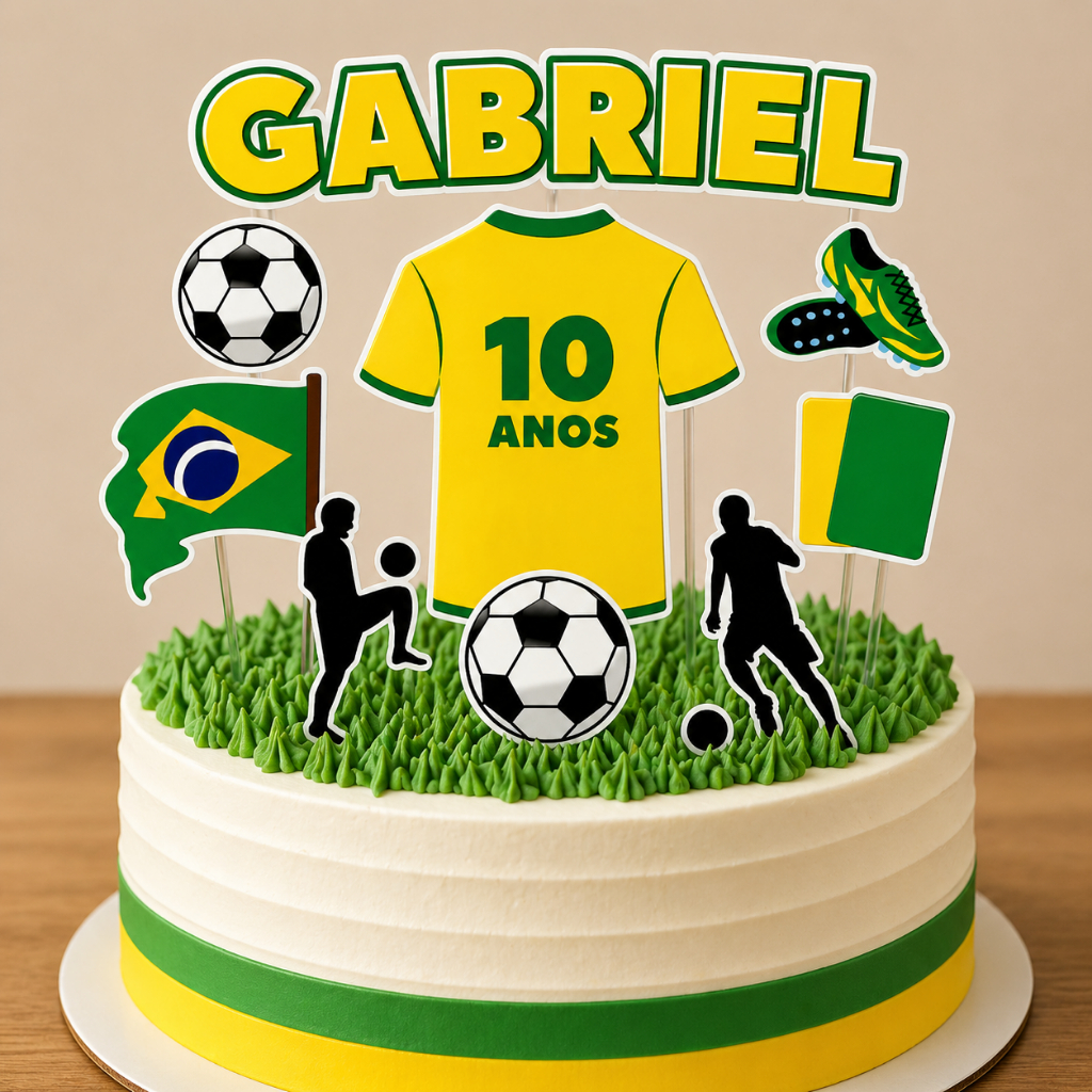 Topo de Bolo Copa do Mundo Personalizado | Topper Futebol Brasil ...