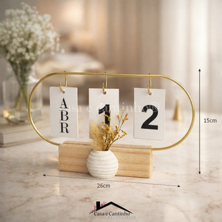 Calendário de Mesa Decorativo com Plaquinhas Preto Rose Dourado Permanente Escritório — foto 7 — Achou Levou Brasil