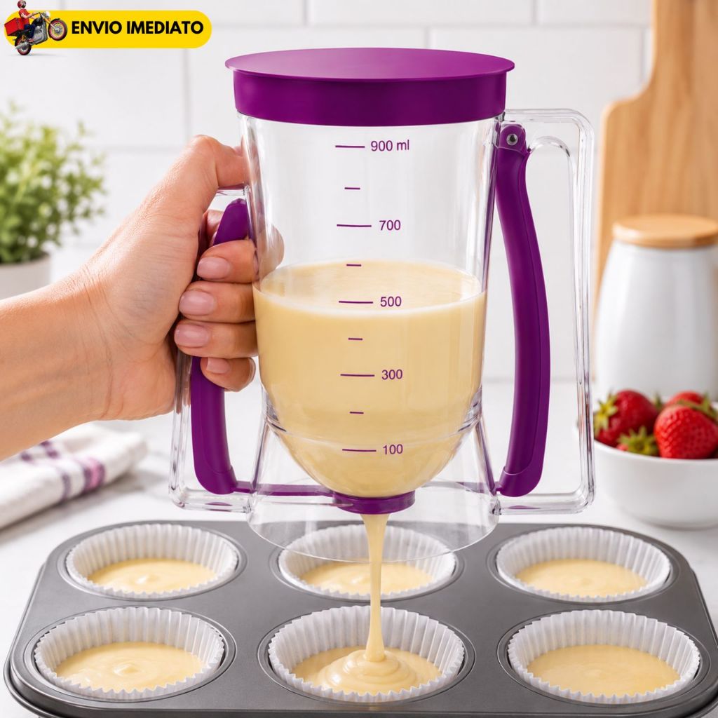 Jarra Dispenser Copo Dosador Medidor de Massas 900ml Cupcake