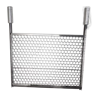 Grelha Inox 56cm 57,3cm 57,5cm 58cm Pre Moldada Tela Moeda Churrasqueira Porta Espeto