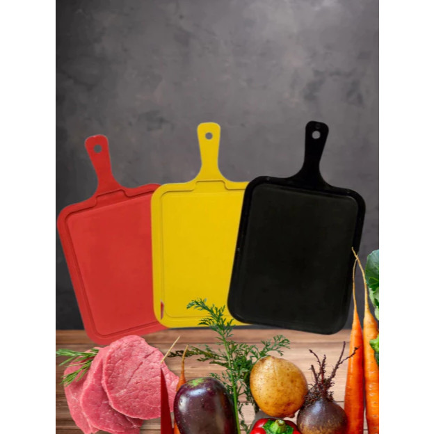 kit 3 Tábua De Cozinha Plástico Multiuso Domestico Cozinha Corte Carne Legume Saladas Frutas Cozinha