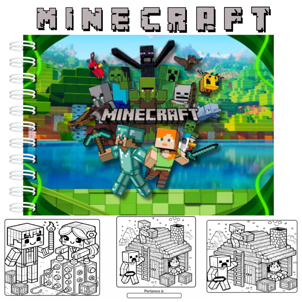 Livro de Colorir Minecraft Capa Dura A5 50 Folhas 180g + Acetato ...