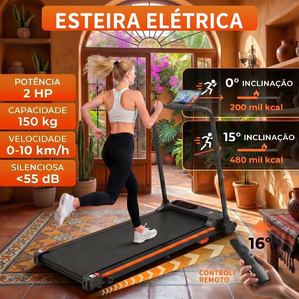 DEEYI Esteira Elétrica Dobrável Residencial Até 150 kg Equipamento de ...