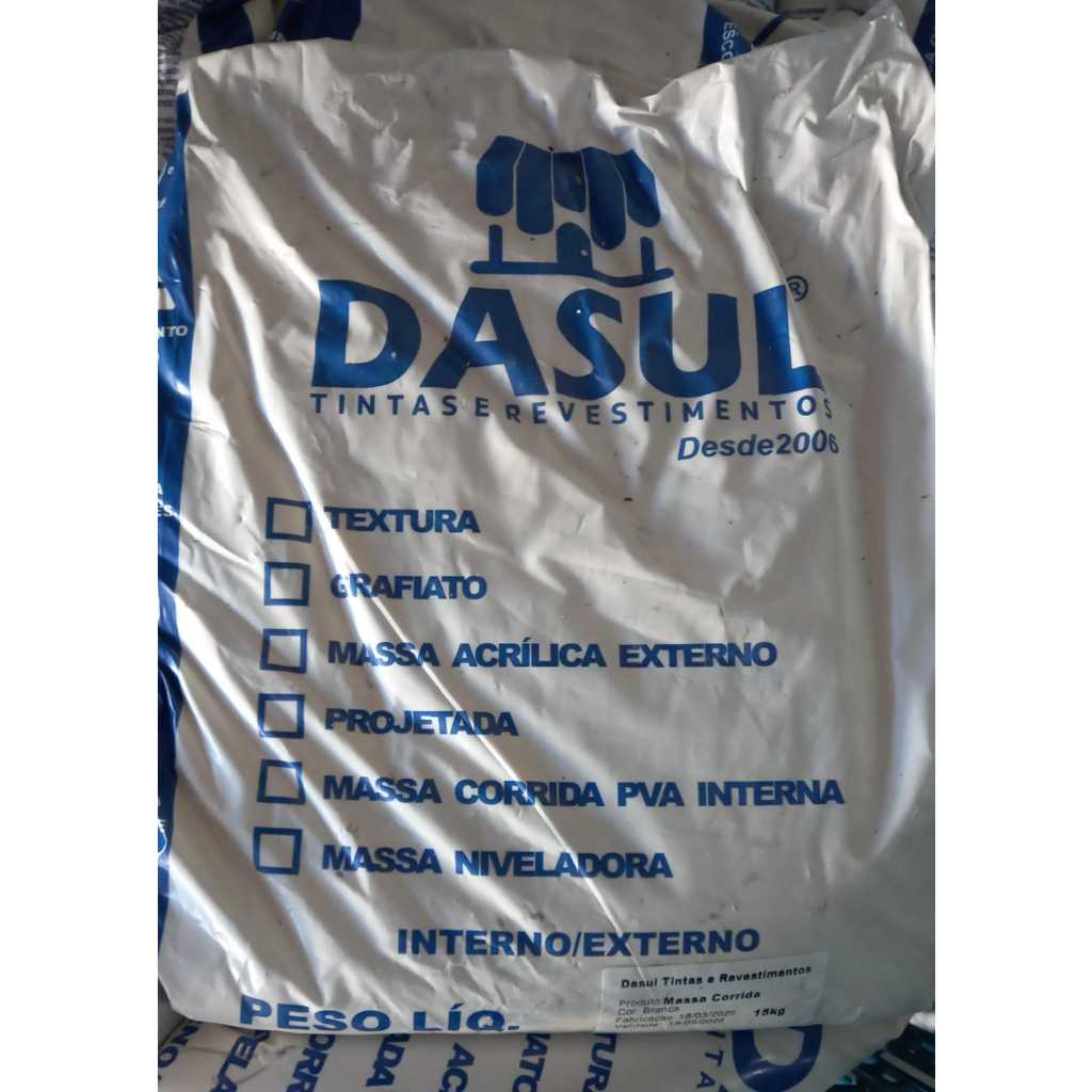 Massa corrida PVA 15 kg (DASUL) | Shopee Brasil