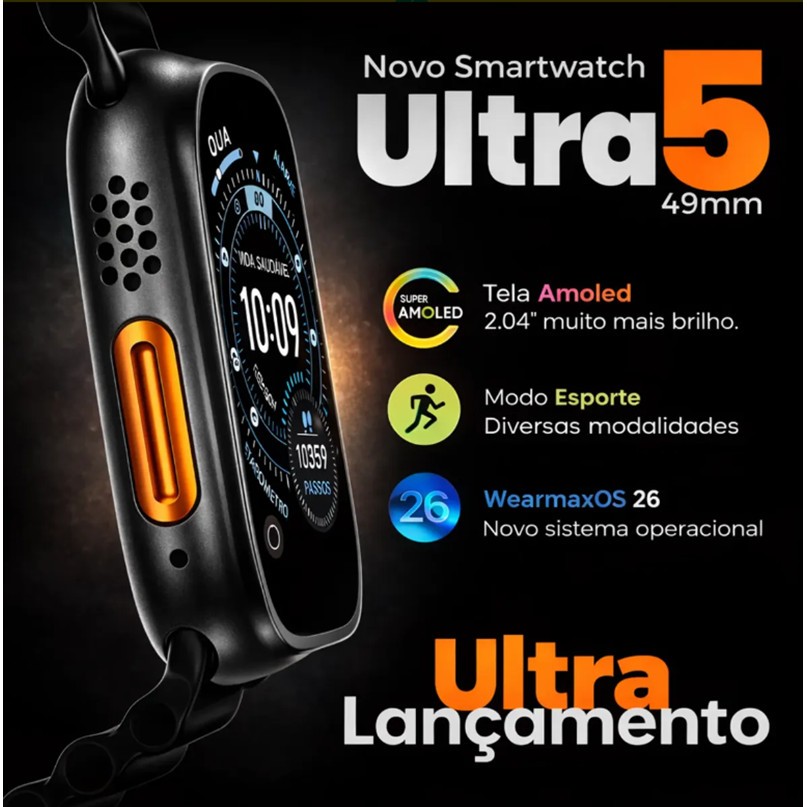 Smartwatch Ultra 5 Microwear Serie 11 Relogio U5 Resnponde Whatsapp Chat GPT Lançamento 2026
