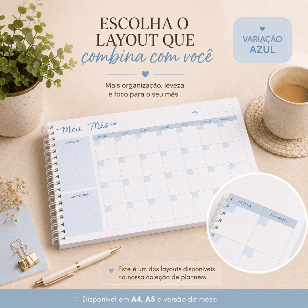 Planner Harmonia Multicor — Azul