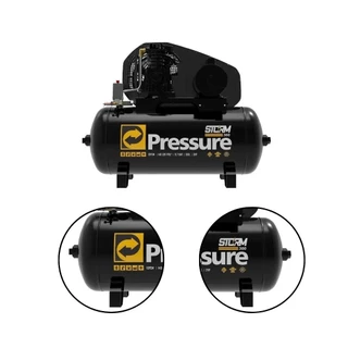 Compressor de Ar 10 Pés 2HP 100 Litros 110/220V Monofásico Borracharia Oficina Marcenaria - Pressure
