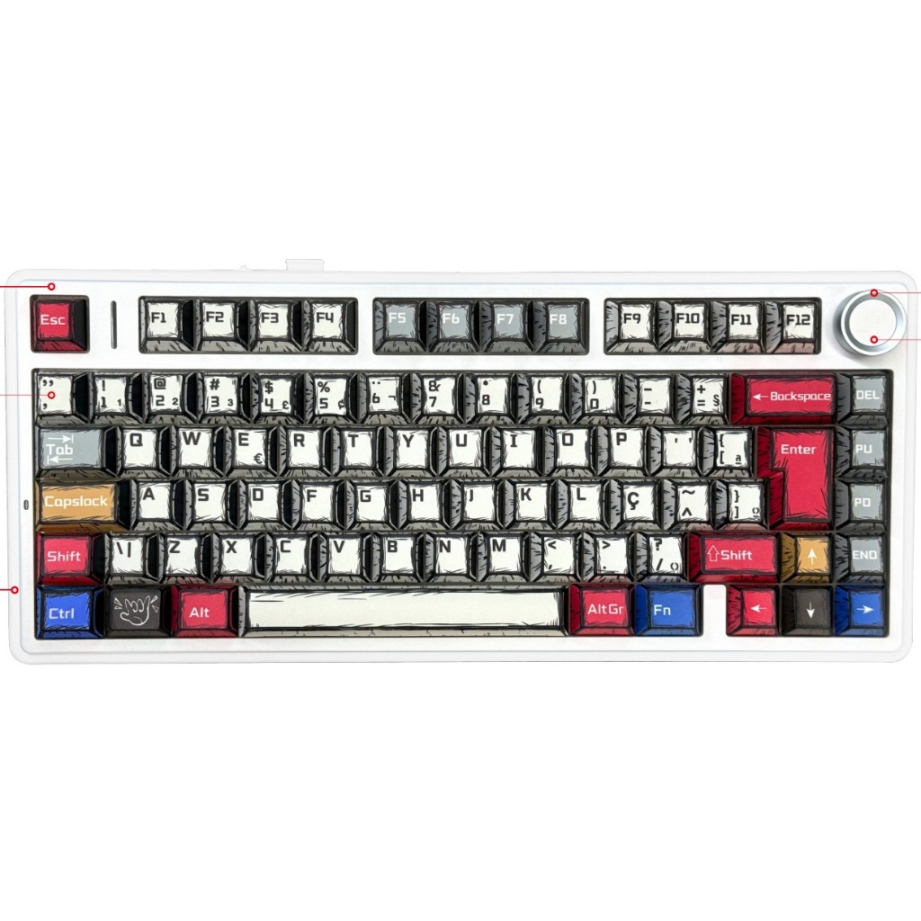 Teclado Gamer Aula F75 Bluetooth 2.4g Sem Fio Com Fio Modo Três