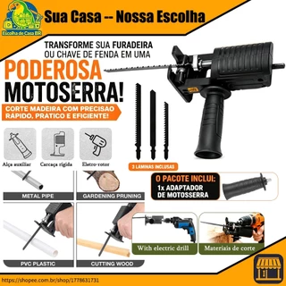 Kit Serra Elétrica Tico Tico Para Furadeira E Parafusadeira Ferramenta De Corte Madeira
