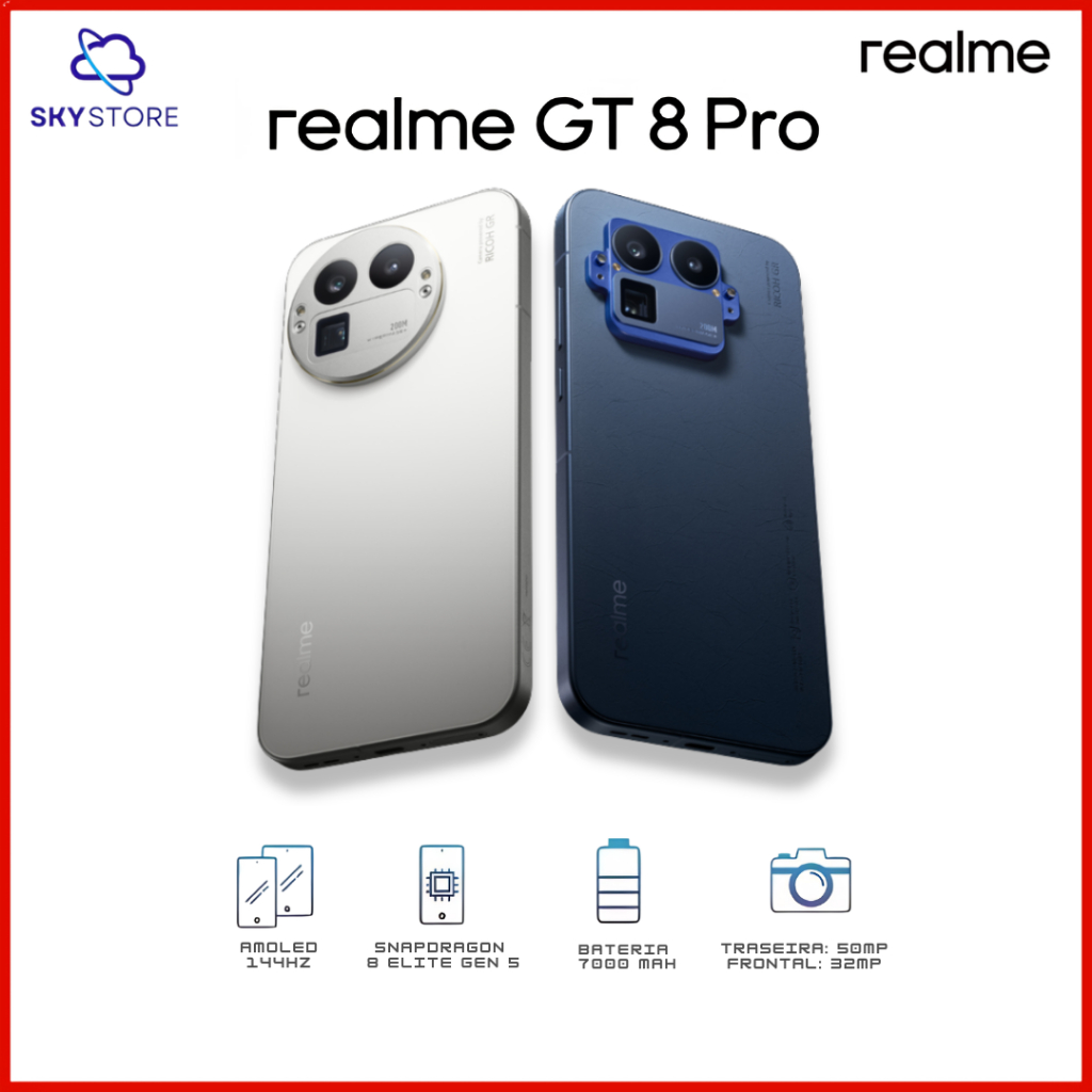 Realme GT8 PRO 5G, Versão Global, 512GB e 16GB RAM, Processador
