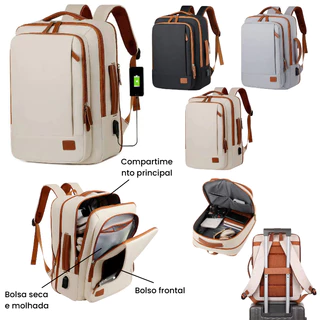 Mochila 4 em 1 grande com quick charge USB・compatível com notebook