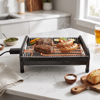 Churrasqueira Elétrica de Mesa Rizzogrill 1 Gourmet Anti-fumaça e Bandeja Removível 110V - 220V