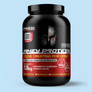 Whey Protein Pride Supplements 1,8kg 46g Proteínaa 3g Creatina Sem Soja - Chocolate Morango Baunilha