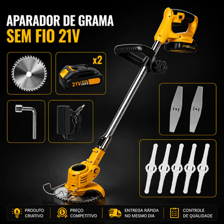 Roçadeira Elétrica Aparador Cortador De Grama 2000w Bateria de Lítio 21V