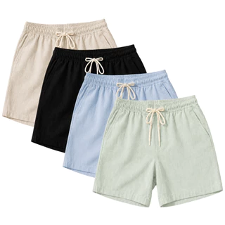 Kit 4 Shorts Linho Masculino Bermuda Mauricinho Casual Praia Verão Premium Confortável