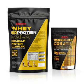 Kit Whey Iso Protein Gold 900g + Creatina Monohidratada Pura 100g RED SERIES | Proteína e Performance