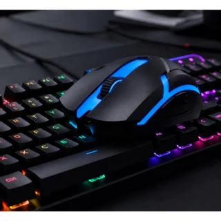Kit Teclado Gamer Semi Mecânico RGB Profissional + Mouse Gamer 2400 DPI USB LED