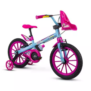 Bicicleta Infantil Aro 16 Unicórnio com rodinhas- Crianças de 5 a 8 anos - Nathor