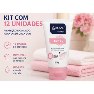 Kit Com 12 Desodorantes Creme Antitranspirante Above 48h Invisível - 50g