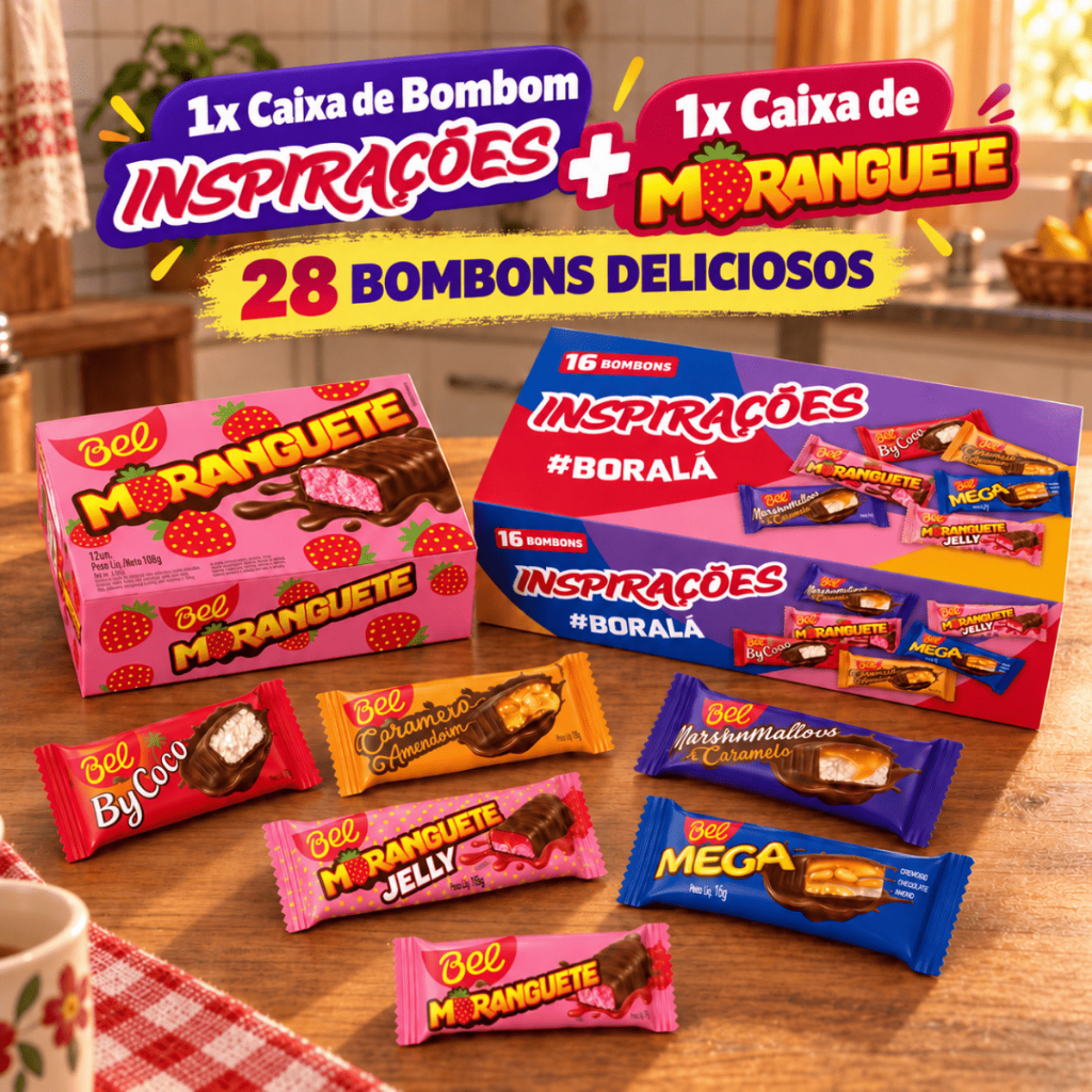 Kit Caixa Bombom Moranguete 108g + Caixa Bombom Inspirações 210g 28 ...